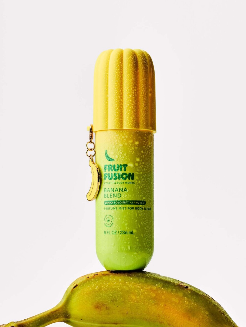 Bath & Body Works Fruit Fusion Banana Blend Perfume Mist with Charm 8oz NEW